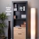 NORDIC LIVING COLLECTION Corbeto Artisan frist�ende hylla / antracit med 3 fack och 3 l�dor