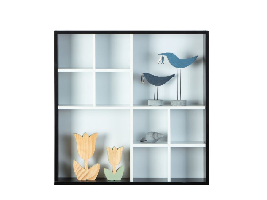 NORDIC LIVING COLLECTION Decem svart-hvitt oppbevaringsskap med 10 oppbevaringsrom, uten glass