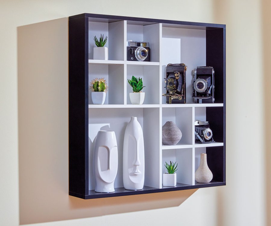 NORDIC LIVING COLLECTION Decem svart-hvitt oppbevaringsskap med 10 oppbevaringsrom, uten glass