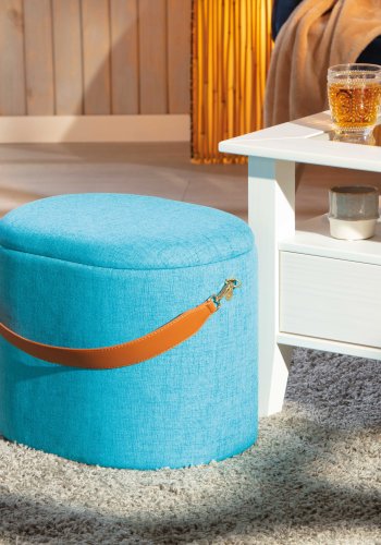 NORDIC LIVING COLLECTION Dilia oceanbl� pall med PU-handtag, f�rvaringsutrymme och b�rrem