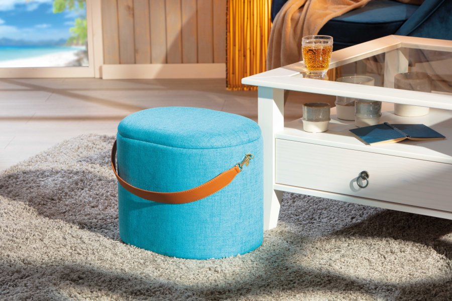 NORDIC LIVING COLLECTION Dilia oceanbl� pall med PU-handtag, f�rvaringsutrymme och b�rrem