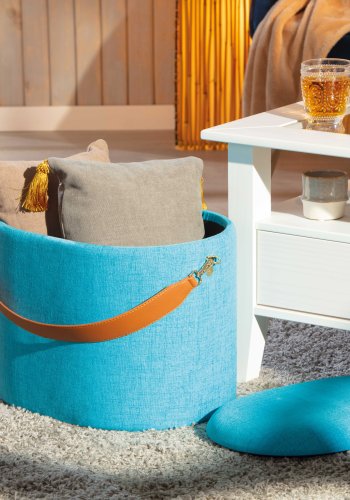 NORDIC LIVING COLLECTION Dilia oceanbl� pall med PU-handtag, f�rvaringsutrymme och b�rrem