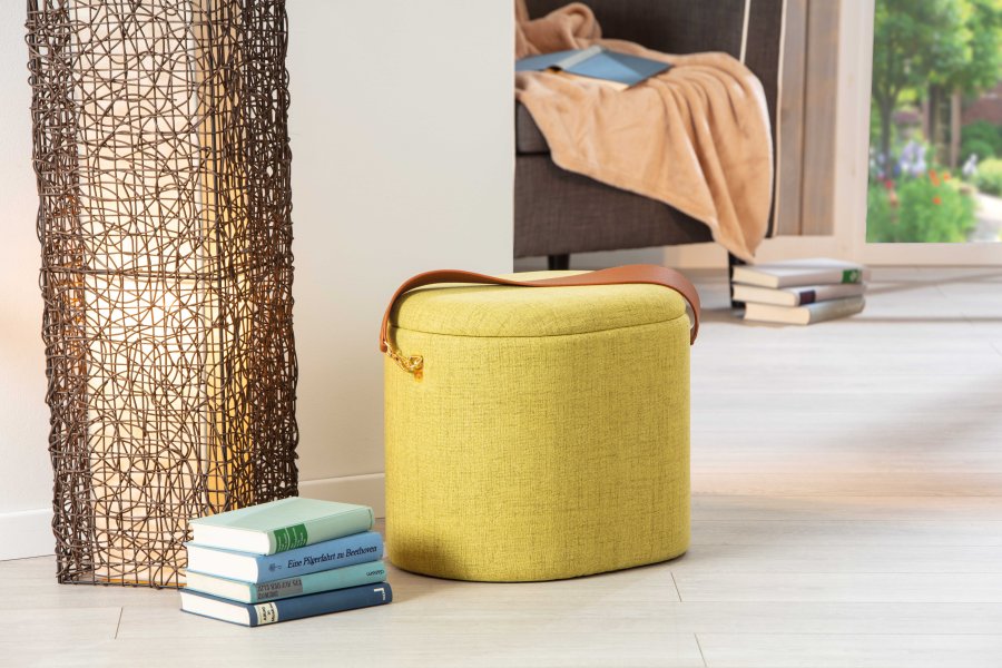 NORDIC LIVING COLLECTION Dilia pall, gulgr�n, med PU-handtag, f�rvaringsutrymme och b�rrem