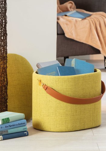 NORDIC LIVING COLLECTION Dilia pall, gulgr�n, med PU-handtag, f�rvaringsutrymme och b�rrem