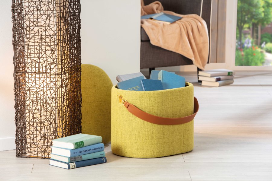 NORDIC LIVING COLLECTION Dilia pall, gulgr�n, med PU-handtag, f�rvaringsutrymme och b�rrem