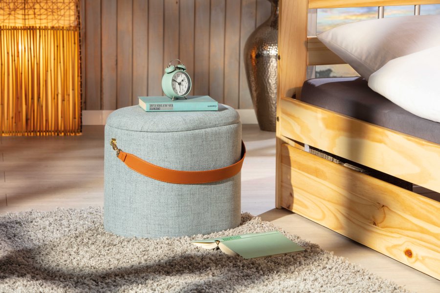 NORDIC LIVING COLLECTION Dilia pall, m�rkgr�, med PU-handtag, f�rvaringsutrymme och b�rrem