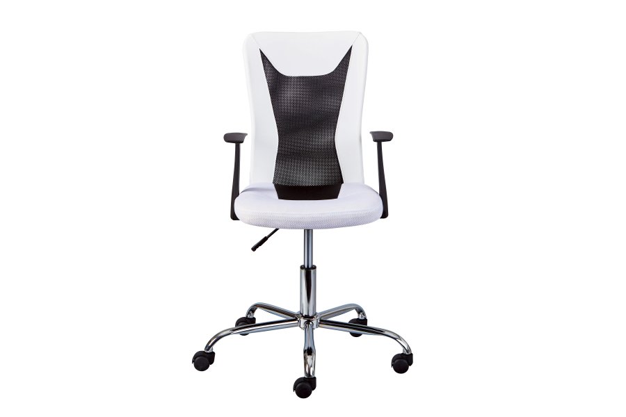 NORDIC LIVING COLLECTION Donny snurrstol, vit/svart, med armst�d, snurrsits, 5 lastberoende bromsade s�kerhetshjul, h�jdjusterbar via testad gasfj�der