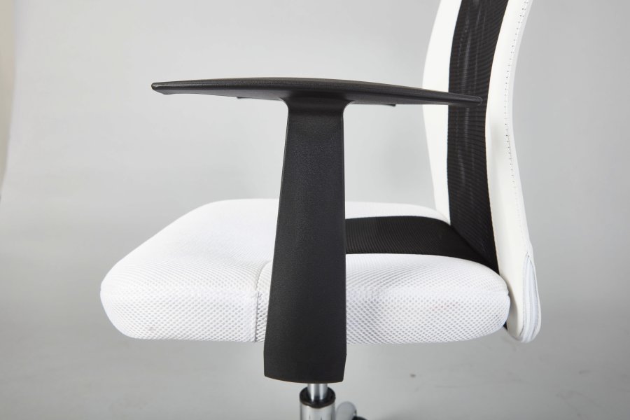 NORDIC LIVING COLLECTION Donny snurrstol, vit/svart, med armst�d, snurrsits, 5 lastberoende bromsade s�kerhetshjul, h�jdjusterbar via testad gasfj�der