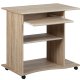 NORDIC LIVING COLLECTION Durini-skrivebord i Sonoma-eik p� hjul, med to hyller og et avtakbart tastaturbrett