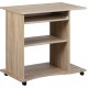 NORDIC LIVING COLLECTION Durini-skrivebord i Sonoma-eik p� hjul, med to hyller og et avtakbart tastaturbrett
