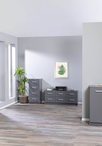 NORDIC LIVING COLLECTION Elenzio 4S byr�, grafitgr�, 4 l�dor och silverf�rgade handtag