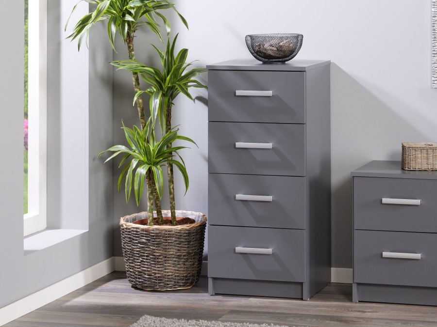 NORDIC LIVING COLLECTION Elenzio 4S byr�, grafitgr�, 4 l�dor och silverf�rgade handtag