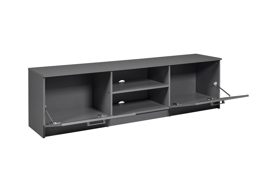 NORDIC LIVING COLLECTION Elenzio TV-skap har 2 hengslede d�rer og 2 �pne rom med kabelh�ndtering.
