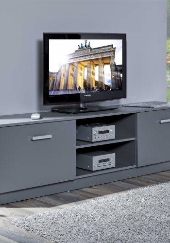 NORDIC LIVING COLLECTION Elenzio TV-skap har 2 hengslede d�rer og 2 �pne rom med kabelh�ndtering.
