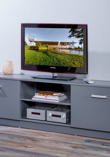 NORDIC LIVING COLLECTION Elenzio TV-skap har 2 hengslede d�rer og 2 �pne rom med kabelh�ndtering.