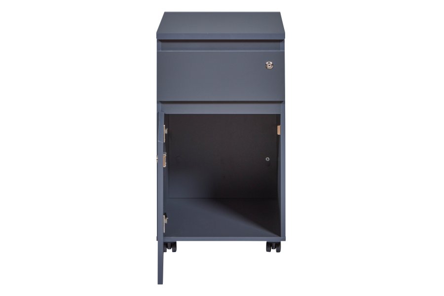 NORDIC LIVING COLLECTION L�sbar rullecontainer p� hjul i antrasitt med �n skuff og d�r