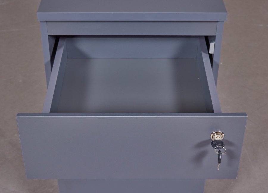 NORDIC LIVING COLLECTION L�sbar rullecontainer p� hjul i antrasitt med �n skuff og d�r