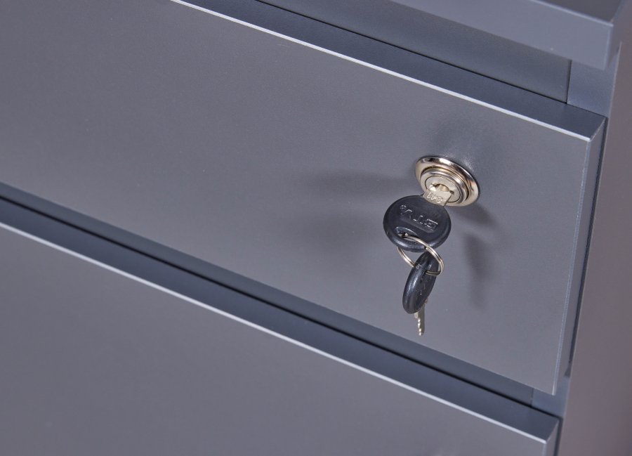 NORDIC LIVING COLLECTION L�sbar rullecontainer p� hjul i antrasitt med �n skuff og d�r