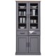 NORDIC LIVING COLLECTION  Massiv furu-vitrinskap i landlig stil med 4 d�rer og 2 skuffer i gr� eikelakk