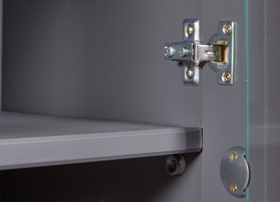 NORDIC LIVING COLLECTION  Massiv furu-vitrinskap i landlig stil med 4 d�rer og 2 skuffer i gr� eikelakk