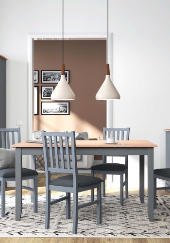 NORDIC LIVING COLLECTION  Massiv furu-vitrinskap i landlig stil med 4 d�rer og 2 skuffer i gr� eikelakk