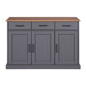 NORDIC LIVING COLLECTION  Massiv furusk�nk i lantlig stil med 3 d�rrar och 3 l�dor i gr� eklack