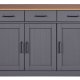 NORDIC LIVING COLLECTION  Massiv furusk�nk i lantlig stil med 3 d�rrar och 3 l�dor i gr� eklack