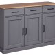NORDIC LIVING COLLECTION  Massiv furusk�nk i lantlig stil med 3 d�rrar och 3 l�dor i gr� eklack