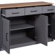 NORDIC LIVING COLLECTION  Massiv furusk�nk i lantlig stil med 3 d�rrar och 3 l�dor i gr� eklack