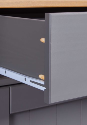 NORDIC LIVING COLLECTION  Massiv furusk�nk i lantlig stil med 3 d�rrar och 3 l�dor i gr� eklack