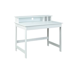 NORDIC LIVING COLLECTION HILDA skrivebord, heltre furu, hvitlakkert med avrundede hj�rner og kanter, med praktiske rom og kabelhull
