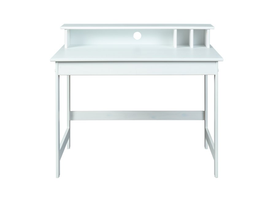 NORDIC LIVING COLLECTION HILDA skrivebord, heltre furu, hvitlakkert med avrundede hj�rner og kanter, med praktiske rom og kabelhull