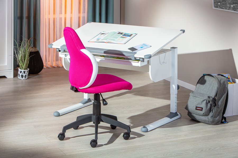 NORDIC LIVING COLLECTION  Jessi svingstol, bringeb�rfarget/hvit netting, med svingbart sete, 5 lastavhengige bremsede sikkerhetshjul og trinnl�s h�ydejustering