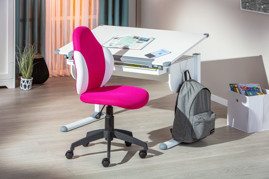 NORDIC LIVING COLLECTION  Jessi svingstol, bringeb�rfarget/hvit netting, med svingbart sete, 5 lastavhengige bremsede sikkerhetshjul og trinnl�s h�ydejustering