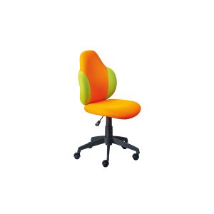 NORDIC LIVING COLLECTION  Jessi svingstol i oransje/gr�nn netting med roterende sete, 5 lastavhengige bremsede sikkerhetshjul og trinnl�s h�ydejustering