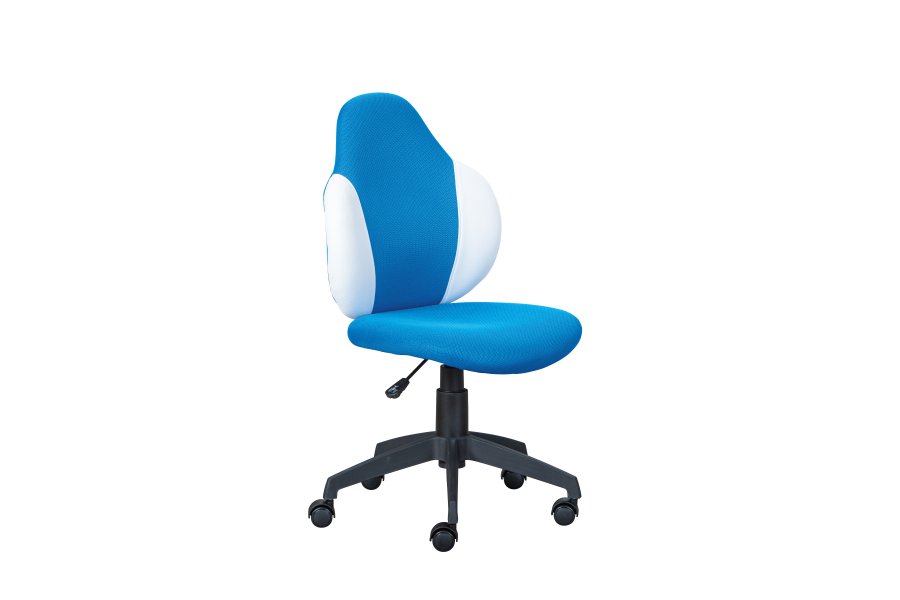NORDIC LIVING COLLECTION Jessi svingstol, bl�/hvit, med svingbart sete, 5 lastavhengige bremsede sikkerhetshjul og trinnl�s h�ydejustering