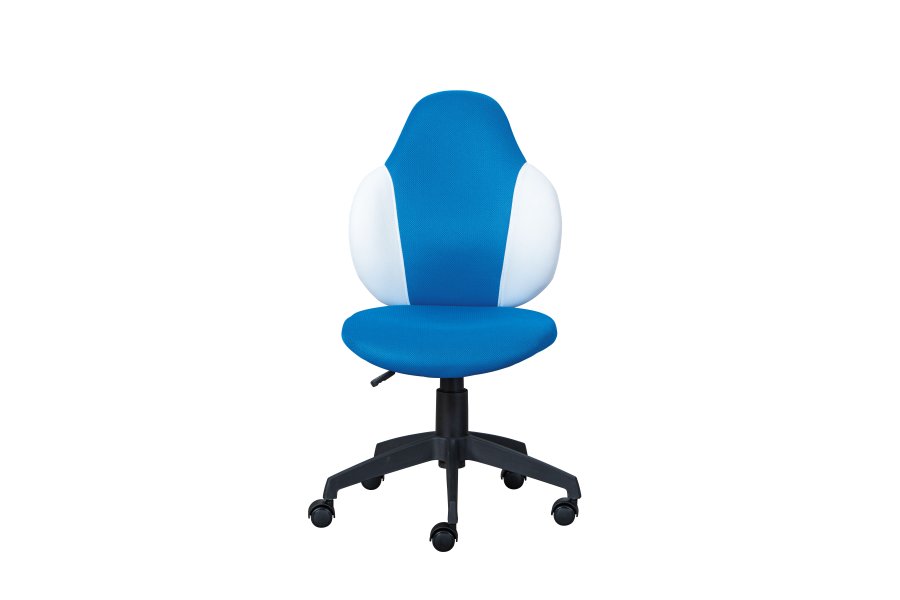 NORDIC LIVING COLLECTION Jessi svingstol, bl�/hvit, med svingbart sete, 5 lastavhengige bremsede sikkerhetshjul og trinnl�s h�ydejustering