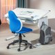 NORDIC LIVING COLLECTION Jessi svingstol, bl�/hvit, med svingbart sete, 5 lastavhengige bremsede sikkerhetshjul og trinnl�s h�ydejustering
