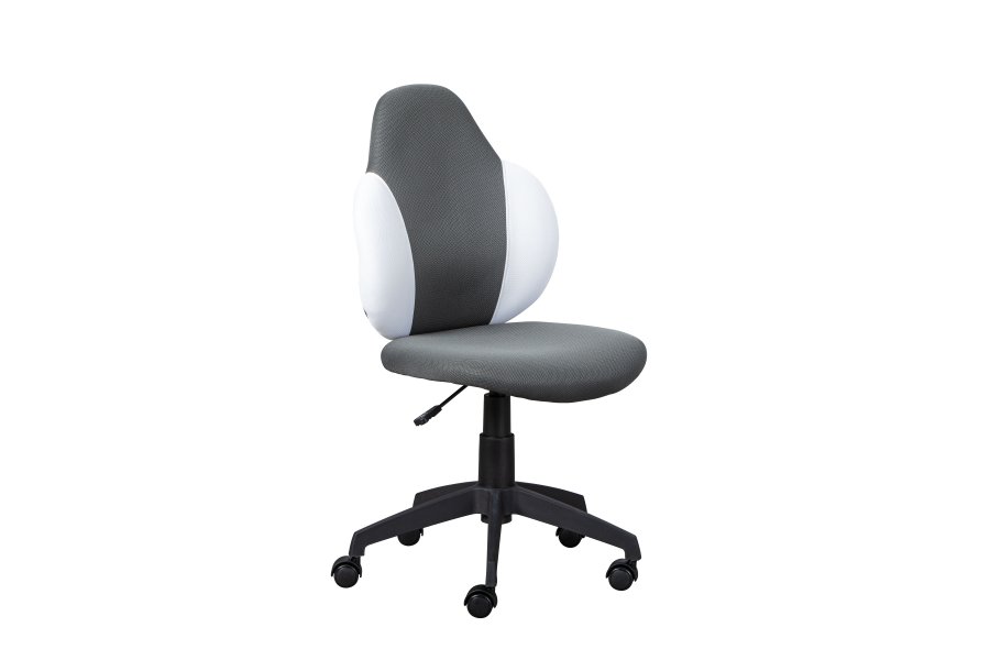 NORDIC LIVING COLLECTION  Jessi svingstol, m�rkegr�/hvit, med svingbart sete, 5 lastavhengige bremsede sikkerhetshjul og trinnl�s h�ydejustering