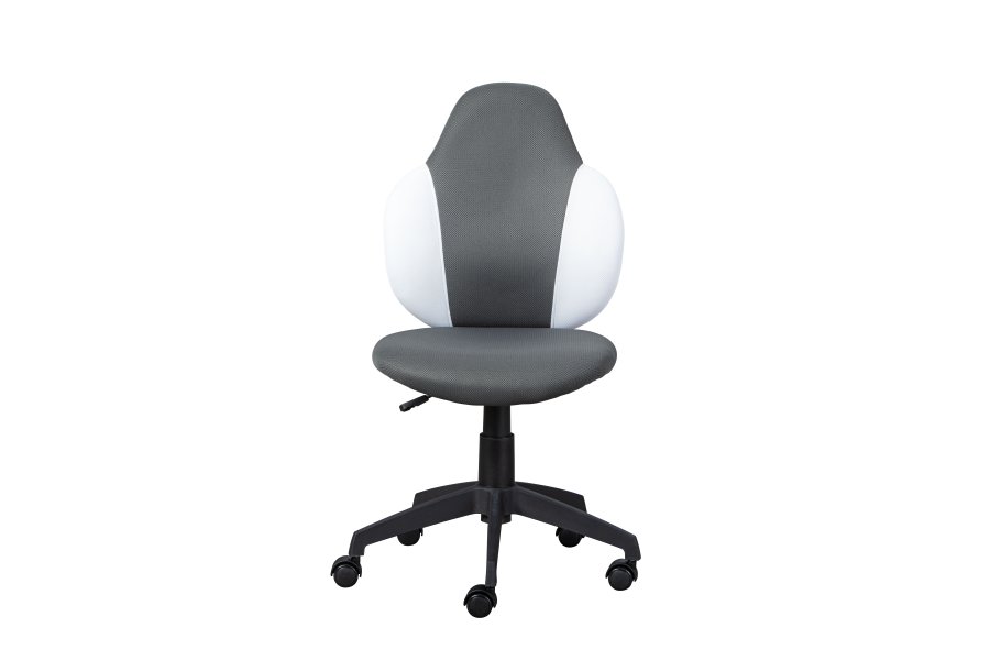 NORDIC LIVING COLLECTION  Jessi svingstol, m�rkegr�/hvit, med svingbart sete, 5 lastavhengige bremsede sikkerhetshjul og trinnl�s h�ydejustering