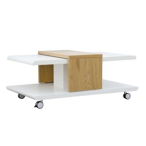 NORDIC LIVING COLLECTION Joliet salongbord, hvit/vill eik-look, med hjul