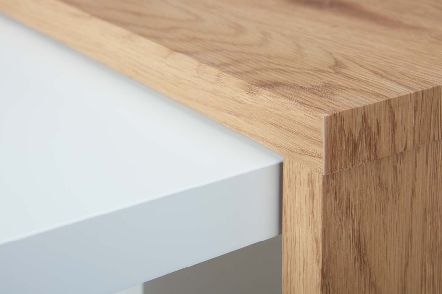 NORDIC LIVING COLLECTION Joliet salongbord, hvit/vill eik-look, med hjul