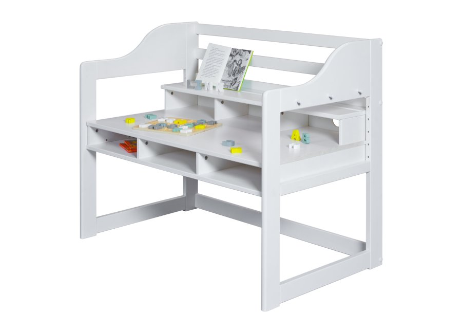 NORDIC LIVING COLLECTION Vitt barnbord tillverkat av massiv furu, h�jdjusterbart och med 6 fack