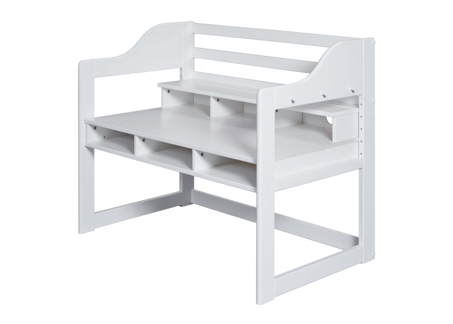 NORDIC LIVING COLLECTION Vitt barnbord tillverkat av massiv furu, h�jdjusterbart och med 6 fack