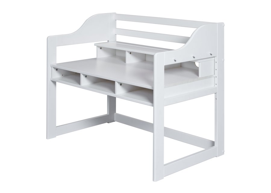 NORDIC LIVING COLLECTION Vitt barnbord tillverkat av massiv furu, h�jdjusterbart och med 6 fack