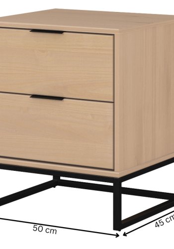 NORDIC LIVING COLLECTION Nattbord med 2 skuffer Luna Oak Colori