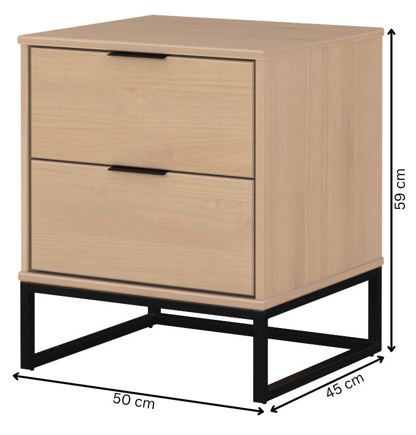 NORDIC LIVING COLLECTION Nattbord med 2 skuffer Luna Oak Colori