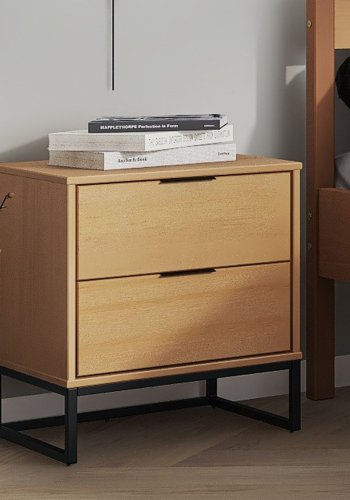 NORDIC LIVING COLLECTION Nattbord med 2 skuffer Luna Oak Colori