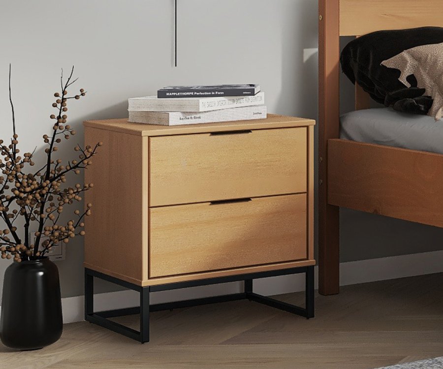 NORDIC LIVING COLLECTION Nattbord med 2 skuffer Luna Oak Colori