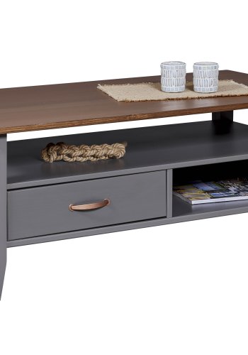 NORDIC LIVING COLLECTION FSC salongbord Luzerna gr�/sepia med hyller og skuff